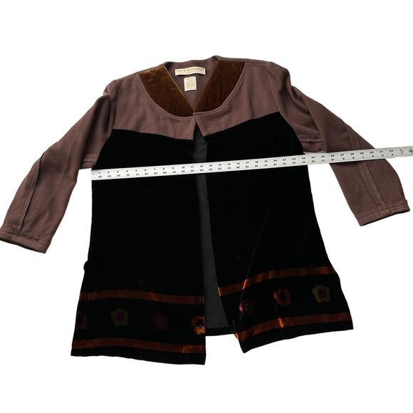 Anny & Adi Jacobson Art to Wear Velvet Felt Painted Open Jacket Padded Collar L - Picture 5 of 7